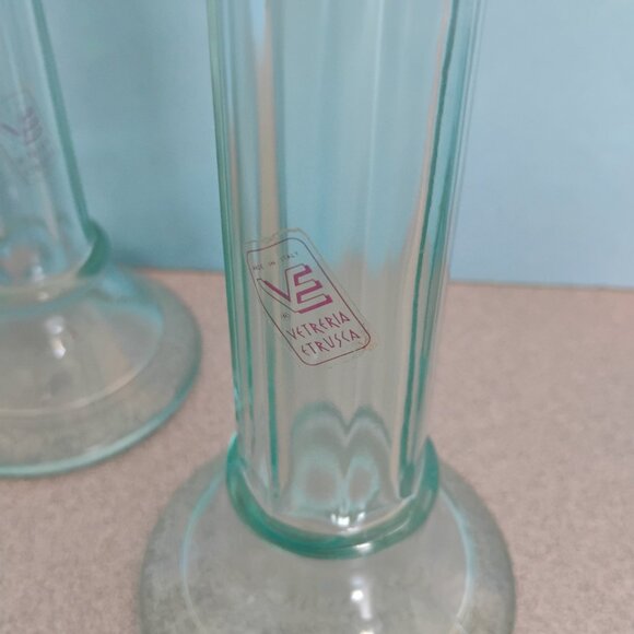 Vetraria Etrusca Recycled Glass Set of 2 Candlesticks, Bottle Green - Picture 5 of 5